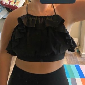 Black ruffle crop top worn once